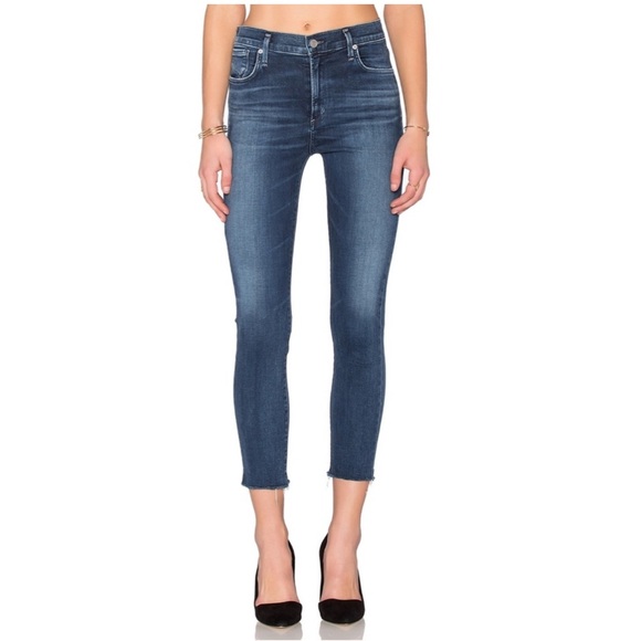 Agolde Denim - AGOLDE Sophie Skinny Crop Jeans In Claremont Raw Hem Blue Size 25 Made In USA